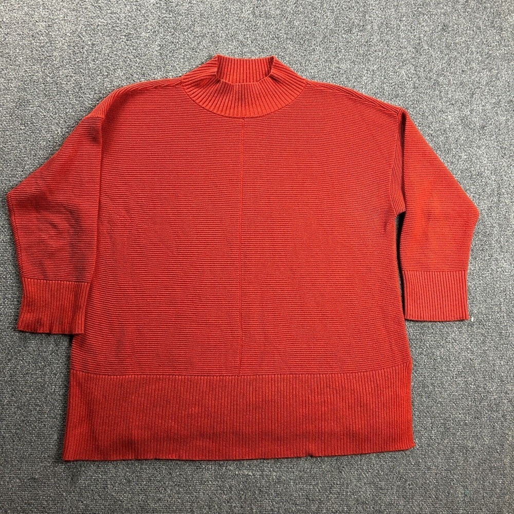 Talbots Sweater Womens 2X Red Mock Neck Tunic Casual Rayon Blend Adults